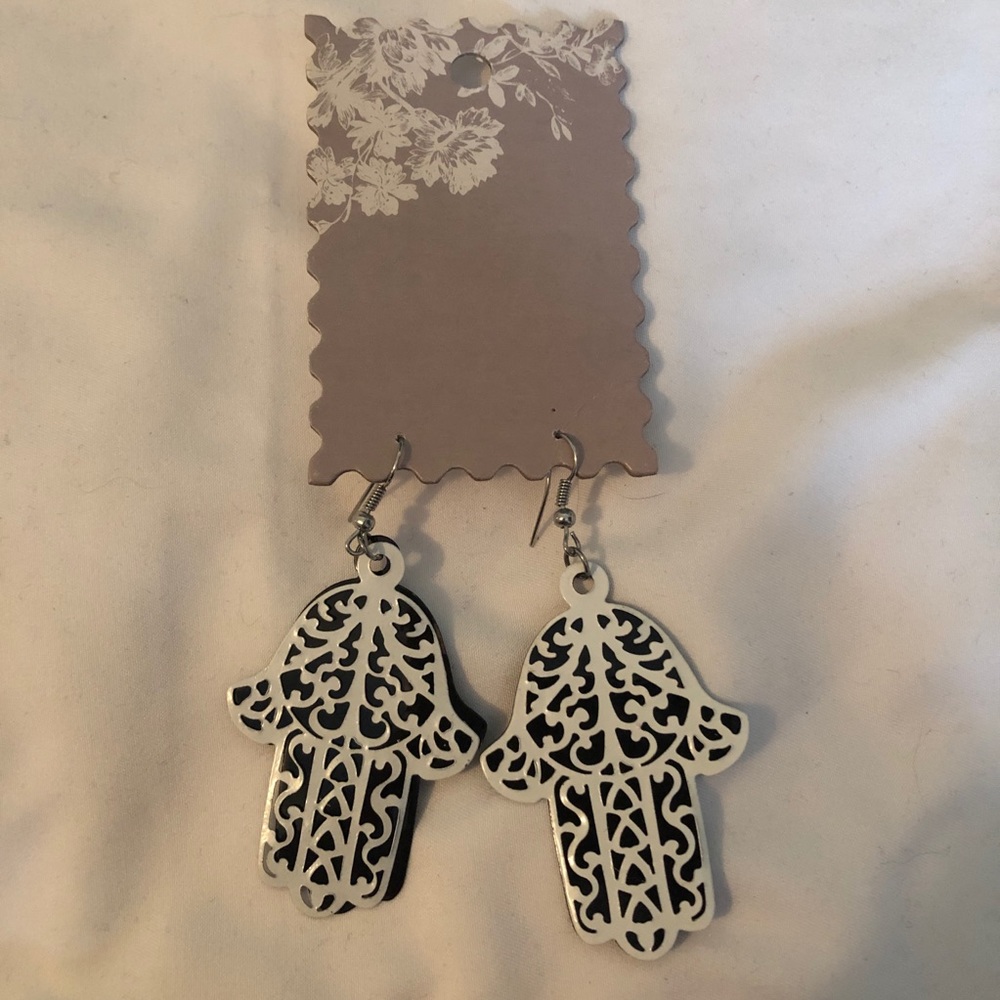 Hamsa Earrings, Two-Layer